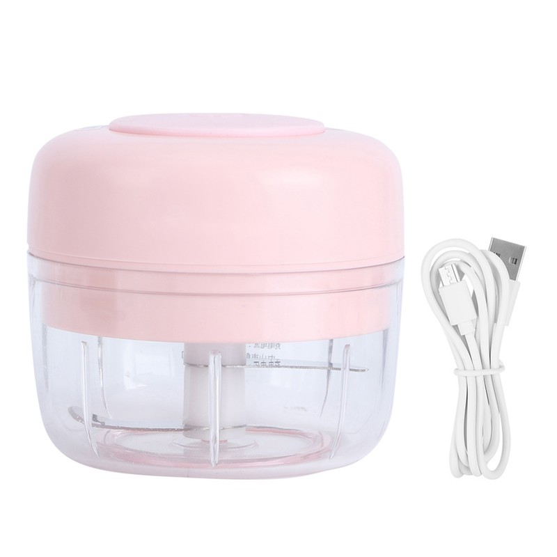 100ML Pink Garlic Grater USB Charging Electric Garlic Crusher Pressing