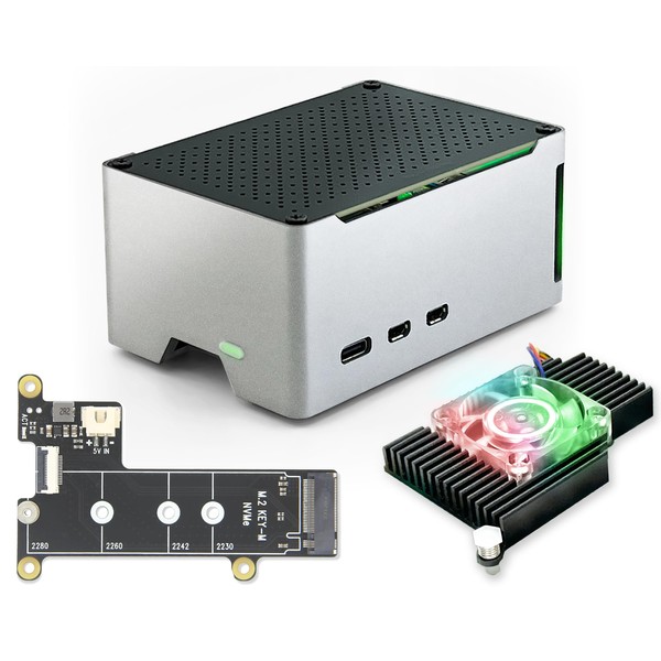 ElectroCookie Raspberry Pi 5, carcasa compacta de aluminio con M.2