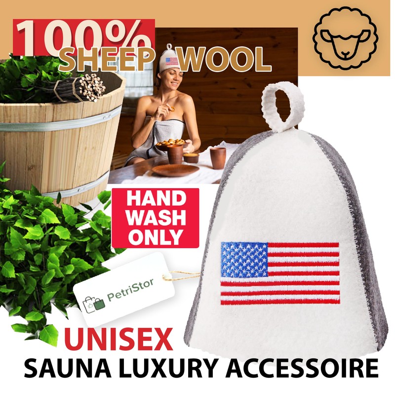 PetriStor Sauna Hat Flag USA - Sauna Hat for Men