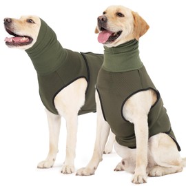 ROZKITCH Dog Anxiety Shirt Calming Jacket with Hoodie Dog Ears Cover 2 in 1, Dog Anxiety Jacket with Ear Wrap for Fireworks Travel Vet Visits Separation Anxiety Relief, Calming Shirt Wrap Green L