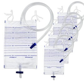 5PCS Catheter Bags, Urinary Drainage Bags,2000ml Large Volume Catheter Bags for Men,Catheter Supplies,Upgraded,Anti-Reflux,No-Leakage,Urine Bag with Easy Drain Switch,for Incontinence