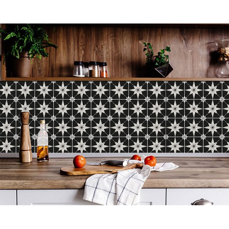 Black Starry Tile Stickers - Fireplace - Waterproof & Removable