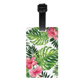 Tropical Leaves Luggage Tags for Suitcases PVC Travel Bag Tags, Convenient Address Card Name/ID Labels
