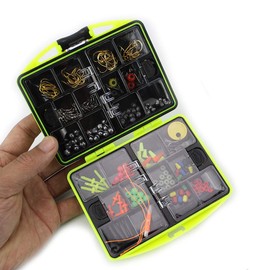 VOANZO 184 Pcs Fishing Tackle Set Fishing Hooks Fishing Weights Jig Heads O Rings Fishing Beans