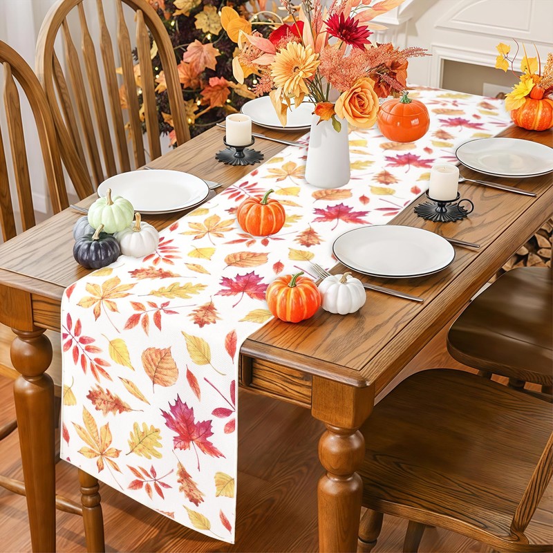 OWENIE Fall Table Runner for Kitchen Dining Table, Thanksgiving Autumn
