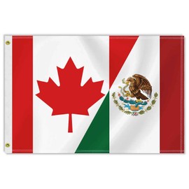 2×3 FT Mexico Canada Friendship Flag,Medium 60×90 CM Mexican Canadian Outdoor Banner,100D Decor,Doube Side Printing For Patio Garden With Brass Gromment