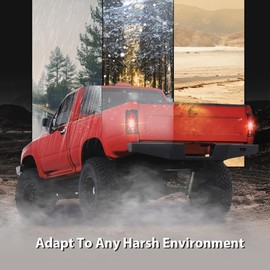 G-PLUS Tail Light Assembly Rear Brake Lamp LH&RH w/Bulbs Compatible with Toyota Hilux Pickup Truck 1989-1995 8156089166, 8155089166, TO2800105, TO2801105 Smoke Lens Black Housing Luces Traseras