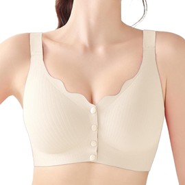 OXYIBRAS Front Closure Wireless Bras for Women Comfortable Support Padded Bralette Soft Post Surgery Everyday Bras White XXL