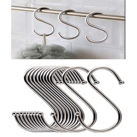 Stainless Steel S Shaped Hooks Hangers, Heavy Duty S Hooks, 20PCS Multipurpose Durable Utility S Hooks for Hanging Clothes Pot Utensils Tools Kitchen Bathroom Garden Bedroom Office (Small, Silver)