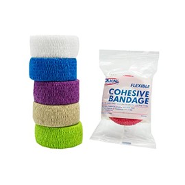 DUKAL Cohesive Bandage, Non-Sterile, Latex, 1" Width, 5 yd. Length, Assorted Colors, Pack of 30