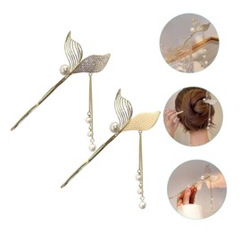 FOMIYES Smooth Surface Hair Sticks Fish Tail Hairpin Pearl Tassel Hair Accessories for Girls Women