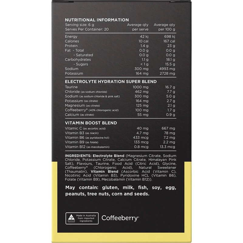 Switch Nutrition Hydrate Electrolytes No Added Sugar Mango Passionfruit 20x6g