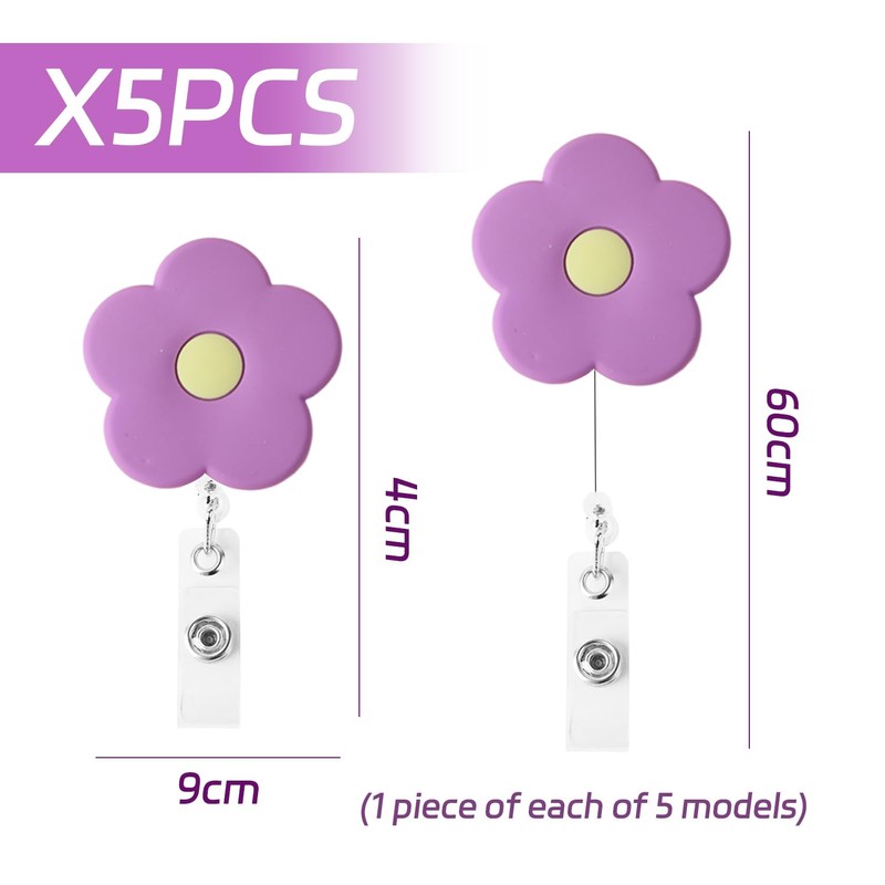 5-Piece Badge Clip, Retractable Badge Holder, Creative Cute Badge Clip,