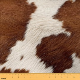 Feelyou Cow Print Fabric by The Yard 3 Yards Kids Western Cow Fur Print Decorative Waterproof Outdoor Fabric Vintage Cowboy Farm Upholstery Fabric for Chairs Outdoor Fabric （No Real Fur）