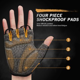HTZPLOO Bike Gloves Cycling Gloves Biking Gloves Half Finger Bicycle Gloves for Men Women with Anti-Slip Shock-Absorbing Pad,Light Weight Mountain Bike Gloves (Black&glod, Small)