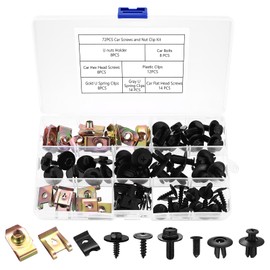 72x Screw and Nut Clip Kit, Car Screws and Clips, U Clips Car Screw Base, Car Screws and Bolts, Auto Body Fender Screws Car Bumper Screws, U Type Fastener Clips for Car Fender Engine Undertray Screws