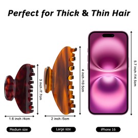 MAORULU Brown Woodgrain Acetate Hair Claw Clip for Women Girls, 4 Inch Large Cute French Banana Clip for Thick & Thin Hair, Big Vintage Styling Accessory for Summer and Daily Gift Use