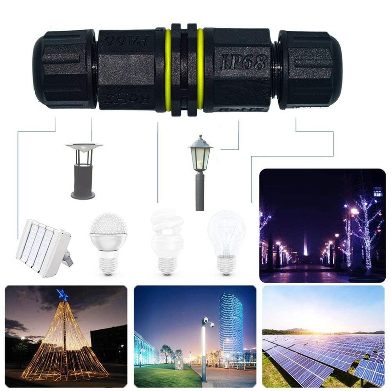 IP68 Waterproof 2 Way Cable Connector–4–10 mm Wire Diameter –Outdoor Electrical