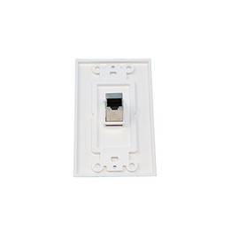 RiteAV CAT 6A 1 puerto blindado Cat6a placa de pared decorativa de 1 banda, color blanco