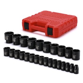MIXPOWER 26 Piece 1/2 Inch Drive Impact Socket Set,Metric,Shallow,10mm to 36mm, Cr-Mo Alloy Steel, Radius Corner Design, Impact Grade