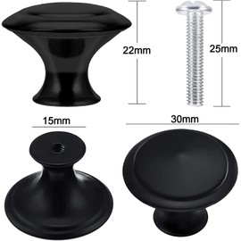 SOZOMO 20 Piezas Pomos de Gabinete de Cocina(30mm),Perilla de Cajón de Acero Inoxidable,Perillas Para Gabinetes,Pomos de Cómoda,Tiradores de Gabinete Negro Mate,Pomos de Cajón,Jaladeras para Cajones