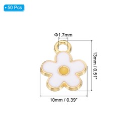 PATIKIL 50pcs Flower Charm, Flower Bracelet Charm Pendants Small Bulk Resin Alloy Glitters for Jewelry Making Bracelets Earrings Necklaces DIY Crafts, White