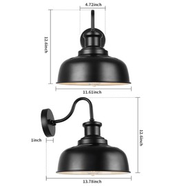 Diyel Solar Barn Light for Outside, Gooseneck Outdoor Wall Lights Solar Powered, Farmhouse Exterior Wall Sconce, Industrial Outside Lighting Fixture, Rustic Lantern for Garage, Barn, Shed, RZSR007