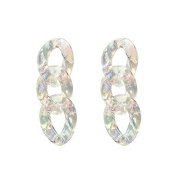 Chunky Acrylic Chain Earrings for Women Clear Resin Chain Dangle Earrings Geometric Paperclip Chain Drop Earrings Thick Chain Statement Earring Lightweight Jewelry Gift for Women (A)