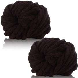 Duscdesp 2 Pack Chunky Yarn for Hand Knitting,240g Super Chunky Yarn for Crochet,Thick Wool Yarn,Chenille Chunky Blanket Yarn for Hats Scarf Blankets Cushion Cat Bed (Coffee)