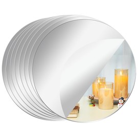 CEUQIESO 2mm Thick Acrylic Round Mirrors, 8 Pack 4 Inch Self Adhesive Mirror Tiles for Wall Decor, Table Centerpieces for Wedding Party, Craft Mirrors Wall Decor for Home Living Room Bedroom