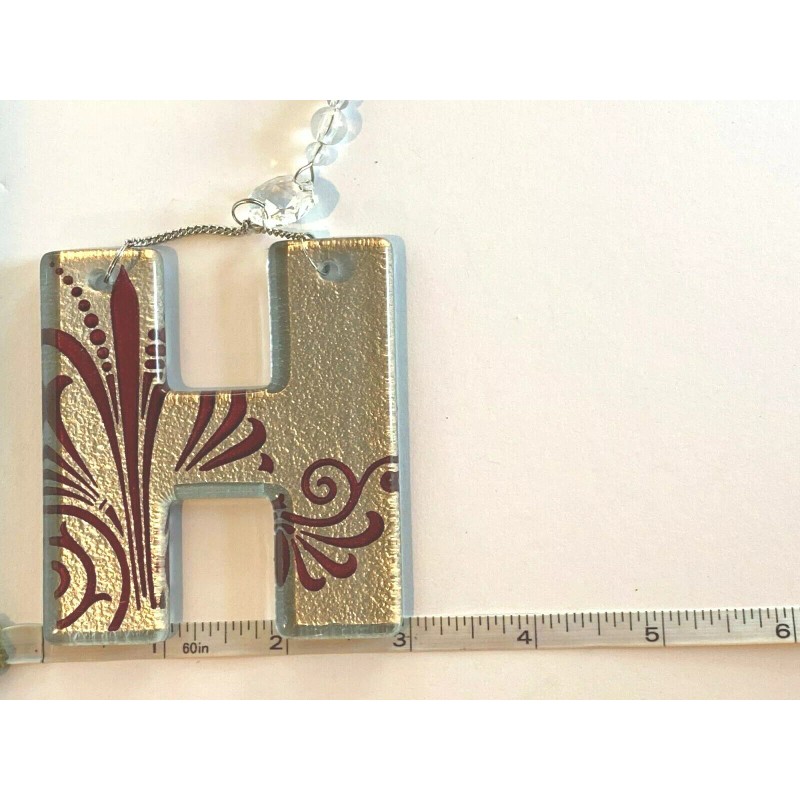 Grasslands Road Decorative Glass Initial Monogram Ornament Letter "H" Silver
