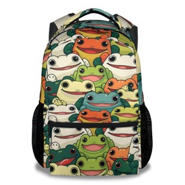 XaocNyx Frog School Backpack for Girls Boys, 16 Inch Colorful Backpacks for Kids Age 10-12, Novelty Lightweight Bookbag