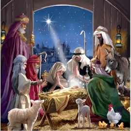 Noel Tatt Charity Christmas Cards Pack of 10 - Charity Christmas Cards with Festive Nativity Scene Design - Eco-Friendly Xmas Cards Multipack with Envelopes