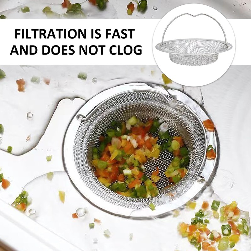 Pack of 3 Sink Strainer with Handle, 1 Piece Brush,