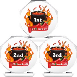 DoubleFill 3 Pcs Chili Cook off Trophies 4.72 x 4.72 Inch Chili Cook off Prizes Funny Trophy Chili Cookoff Trophy Award Chili Pot Trophies Contest Trophy Plaques for Decorations Party Events Supplies