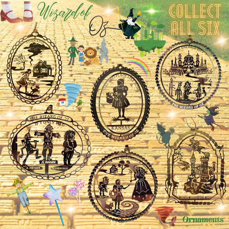 Wizard of Oz Emerald City Yellow Brick Road ORNAMENT Brass