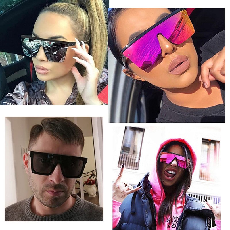 FOURCHEN Square Oversized Sunglasses for Women Men Fashion Flat Top