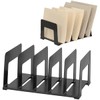 Merangue File Document Paper Sorter, 5 Compartments, Black, Pack of