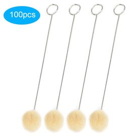 CYSFETENA Pack of 100 Non-Dirty Hands Applicators, Ball Dye Colouring Applicators, Wool Foam Brush with Metal Handles for Leather Dyeing, DIY Craft Projects