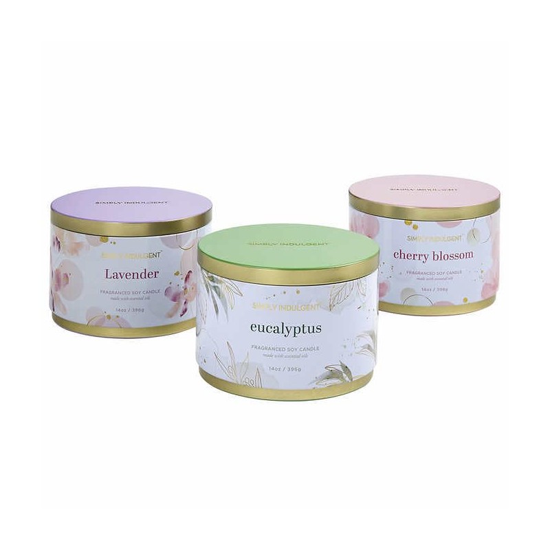 Simply Indulgent 3 Piece Fragranced Candle Set Made with Essential