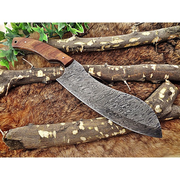 Damascus steel full tang blade Chopper, 13 Inches long custom made chef Knife 7.5" long cutting edge Rose Wood scale