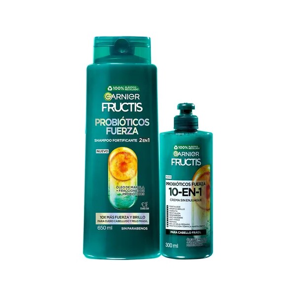 Shampoo Garnier Fructis Probióticos + Marula – Rutina 2 Pasos