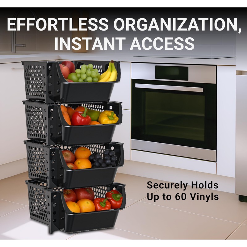 Skywin TidyFriend Stackable Storage Bins for Pantry, 4 Pack Stackable