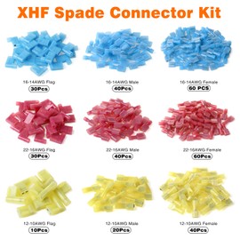 330 Pcs XHF Mix Nylon Female Male Spade Connectors 22-10 AWG Quick Disconnect Wire Terminals Insulated Wire Crimp Connectors