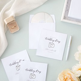 50 Pack Square Envelopes, 5.5 x 5.5, for Greeting Cards, Wedding Invitations, Self Adhesive Peel-Off-and-Stick (White)