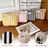 Striped Canvas Makeup Bag with Zipper,Small Travel Washable Organizer Bag