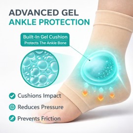 PediGel Gel Ankle Sleeve with Protective Gel Pad – Ankle Bone Protector for Shoe Friction Relief – Soft Elastic Ankle Support Cushion (2 Pack)
