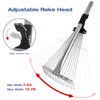 PEAKCLOUDS Adjustable Metal-Leaf Rake with Telescopic Handle - Lawn &