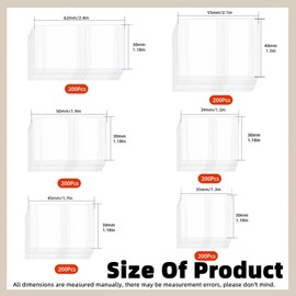 Tanstic 1200Pcs PVC Clear Perforated Shrink Band for Jars, 6 Sizes Heat Shrink Wrap Bands Shrink Seal Bands for Bottles Jars Seal (200Pcs of Each Size)