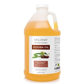 velona Jojoba Oil - 1 Gallon / 128 Fl Oz | 100% Pure and Natural | Golden, Unrefined, Cold Pressed, Hexane Free | Moisturizing Face, Hair, Body, Skin Care, Stretch Marks, Cuticles